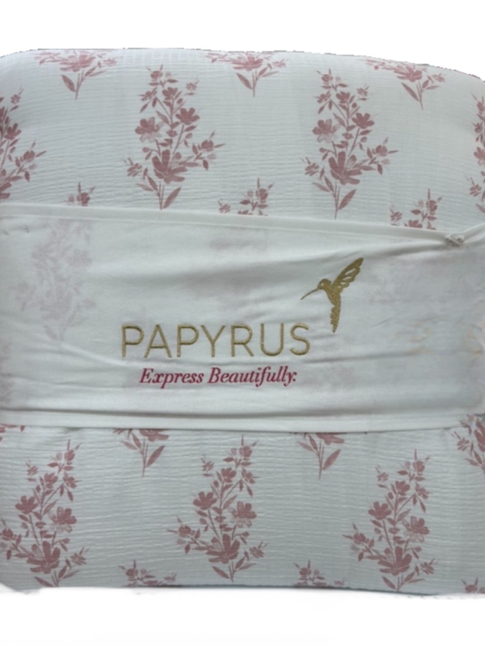 Papyrus Pink and White Cotton Gauze Full/Queen Floral Comforter Set 90”x90”